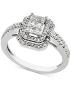 Diamond Princess Halo Engagement Ring (1/2 Ct. T.w.) In 14k White Gold
