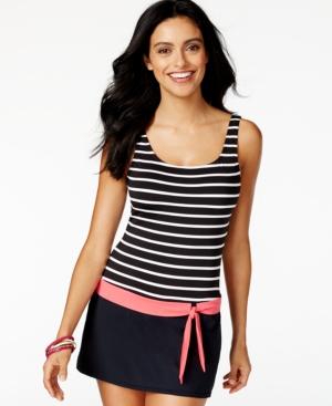 Jag Striped Side-tie Swimdress Women's Swimsuit