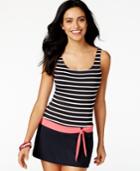 Jag Striped Side-tie Swimdress Women's Swimsuit