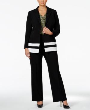 Tahari Asl Plus Size Crepe Colorblocked Pantsuit
