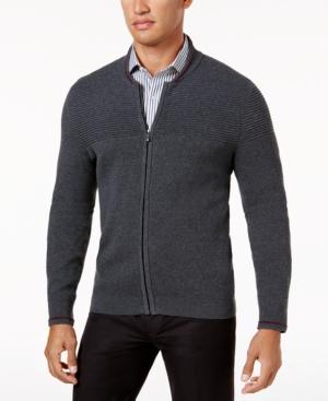 Ryan Seacrest Distinction Men's Slim-fit Gray Full-zip Sweater, Created For Macy's