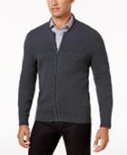 Ryan Seacrest Distinction Men's Slim-fit Gray Full-zip Sweater, Created For Macy's