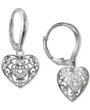 Giani Bernini Filigree Cut-out Heart Drop Earrings In Sterling Silver, Created For Macy's