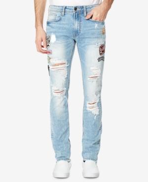 Buffalo David Bitton Men's Light Blue Ripped Patch Jeans