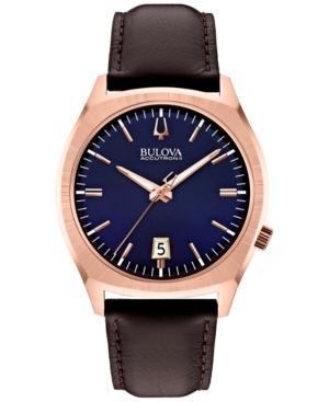 Bulova Accutron Ii Men's Surveyor Brown Leather Strap Watch 41mm 97b133