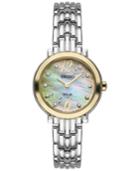 Seiko Women's Tressia Solar Diamond Accent Stainless Steel Bracelet Watch 23mm Sup354