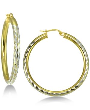 Giani Bernini Two-tone Hoop Earrings In Sterling Silver & 18k Gold-plated Sterling Silver, Created For Macy's