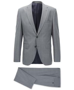 Boss Men's Regular/classic-fit Plaid Virgin Wool Suit