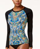 Bar Iii Monarchy Printed Rash Guard, Created For Macy's Women's Swimsuit