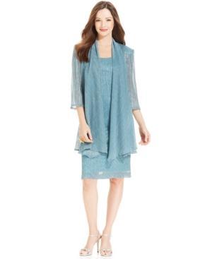 R & M Richards Sleeveless Metallic Dress And Jacket