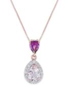 Multi-gemstone (1-1/8 Ct. T.w.) & Diamond (1/6 Ct. T.w.) Pendant Necklace In 14k Rose Gold