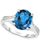 London Blue Topaz (3-5/8 Ct. T.w.) & Diamond Accent Ring In 14k White Gold