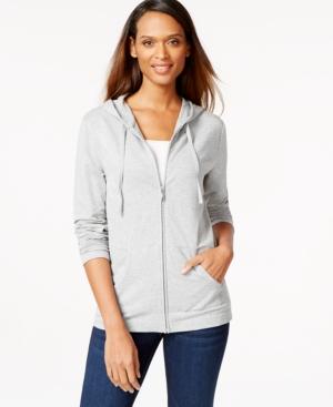 Karen Scott Petite Solid Front-zip Hoodie, Only At Macy's