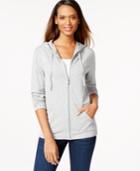 Karen Scott Petite Solid Front-zip Hoodie, Only At Macy's