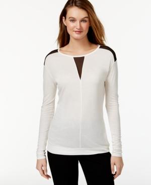 Calvin Klein Jeans Sheer-panel Long-sleeve Top