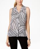 Vince Camuto Printed Pleated Blouse