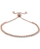 Giani Bernini Cubic Zirconia Thin Bar Adjustable Slider Bracelet In 18k Rose Gold-plated Sterling Silver, Only At Macy's