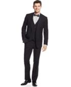 Kenneth Cole Reaction Black Stripe Vested Slim-fit Suit