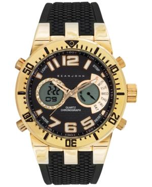 Sean John Men's Analog-digital Chronograph Black Silicone Strap Watch 46mm 10027464