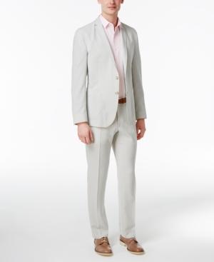 Nick Graham Men's Extra-slim Fit Sage And White Seersucker Suit
