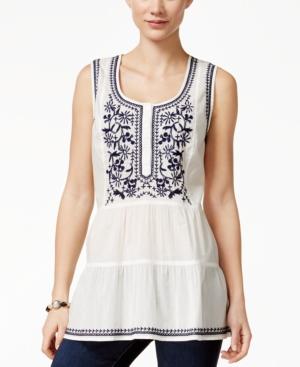 Style & Co. Sleeveless Embroidered Top, Only At Macy's