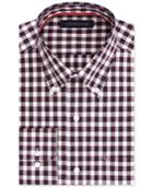 Tommy Hilfiger Men's Classic-fit Non-iron Dark Red Check Dress Shirt