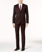 Ben Sherman Men's Slim-fit Burgundy Stretch Suit