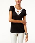 Inc International Concepts Colorblocked Cutout Top, Created For Macy's