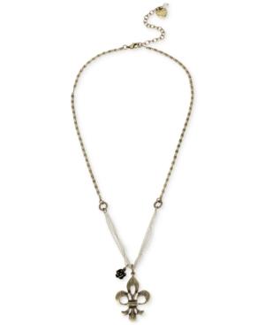 Betsey Johnson Two-tone Fleur-de-lis Pendant Necklace