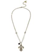 Betsey Johnson Two-tone Fleur-de-lis Pendant Necklace