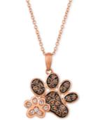 Le Vian Nude & Chocolate Diamond Paw Prints 20 Pendant Necklace (3/8 Ct. T.w.) In 14k Rose Gold