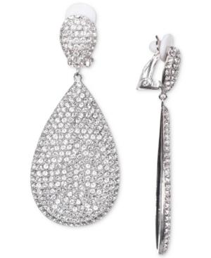 Nina Silver-tone Pave Clip-on Drop Earrings