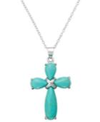 Manufactured Turquoise Cross Pendant Necklace In Sterling Silver (7-1/2 Ct. T.w.)