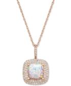 Lab-created Opal (1-3/8 Ct. T.w.) And White Sapphire (1/3 Ct. T.w.) Pendant Necklace In 14k Rose Gold-plated Sterling Silver