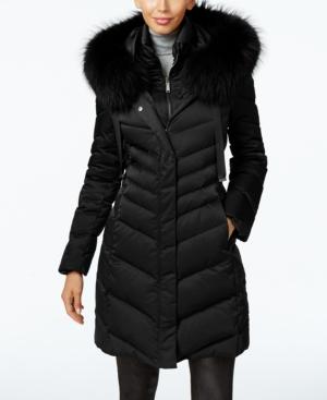 Elie Tahari Asiatic Raccoon-fur-trim Chevron Down Puffer Coat