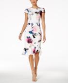 Betsey Johnson Printed Ruffle-hem Scuba Midi Dress