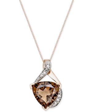 Smoky Quartz (3-1/2 Ct. T.w.) And Diamond Accent Pendant Necklace In 14k Rose Gold