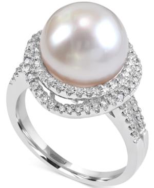 Effy South Sea Pearl (11-1/2mm) And Diamond (1/2 Ct. T.w.) Ring In 14k White Gold