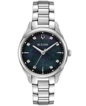 Bulova Women's Sutton Diamond-accent Stainless Steel Bracelet Watch 32.5mm