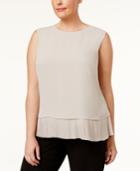 Calvin Klein Plus Size Pleated Layered Shell