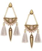 Lucky Brand Gold-tone Reversible Stone & Tassel Chandelier Earrings, A Macy's Exclusive Style