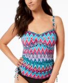Swim Solutions Island Sunset Underwire Ruched Tankini Top, Created For Macy's Women's Swimsuit