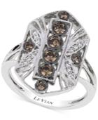 Le Vian Chocolatier Chocolate Deco White And Chocolate Diamond (1/2 Ct. T.w.) Deco Ring In 14k White Gold