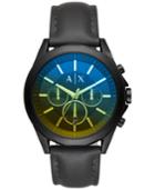 Ax Armani Exchange Men's Chronograph Drexler Black Leather Strap Watch 46mm