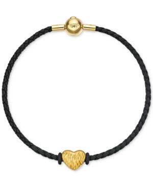 Chow Tai Fook Textured Heart Braided Bracelet In 24k Gold