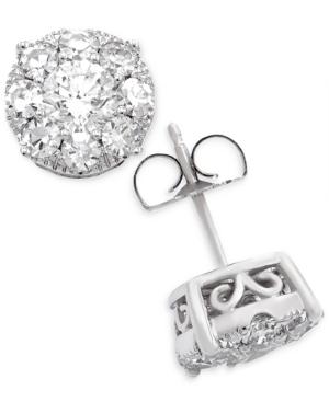 Diamond Cluster Stud Earrings (2 Ct. T.w.) In 14k White Gold