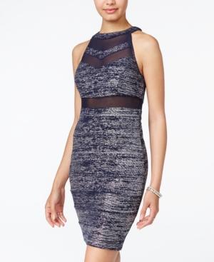 Emerald Sundae Juniors' Illusion Glitter Bodycon Dress