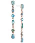 Carolee Gold-tone Colored Stone Linear Drop Earrings