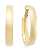 Italian Gold Omega Back Hoop Earrings In 14k Gold