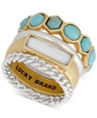 Lucky Brand Two-tone White & Blue Stone Stack Ring